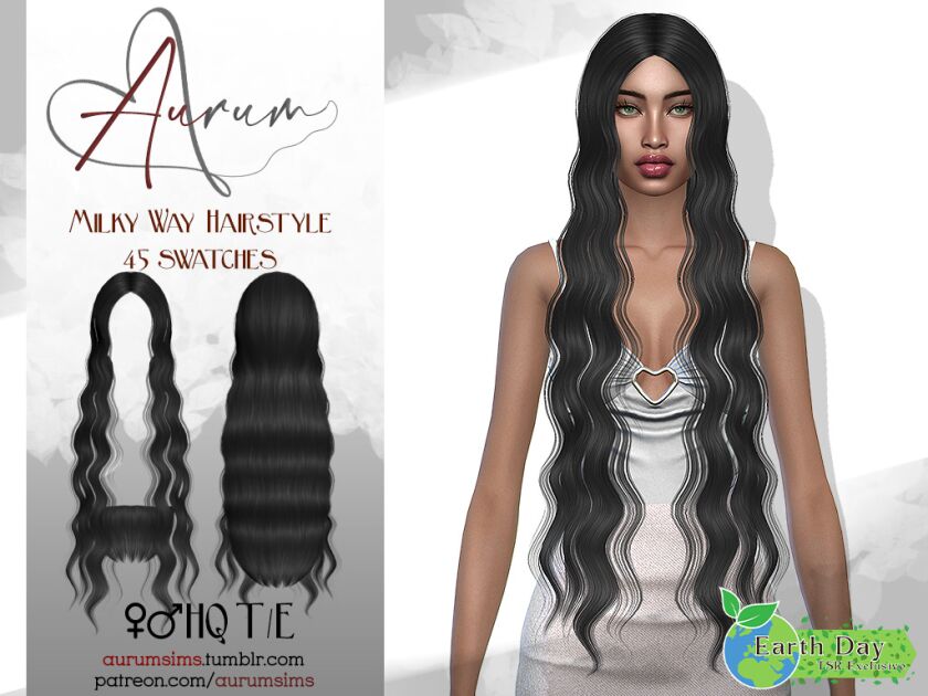 Female Long Wavy Hairstyle By Aurum Sims 4 CC