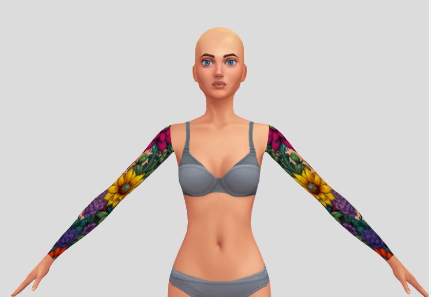 Floral Sleeve Tattoo (Comes In Left, Right & Both) Sims 4 CC