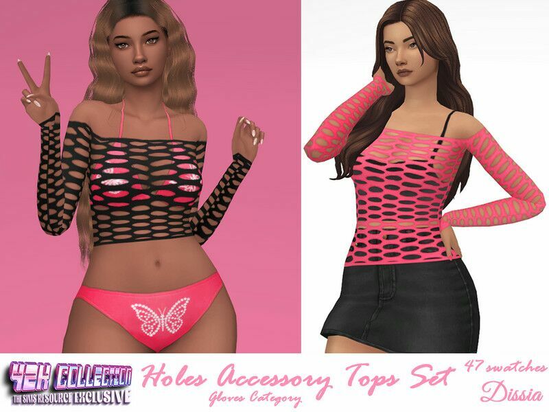 Holes Accessory Tops SET By Dissia Sims 4 CC