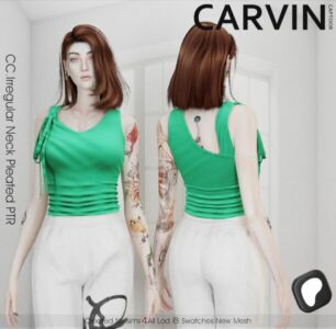 Irregular Neck Pleated By Carvincaptoor Sims 4 CC