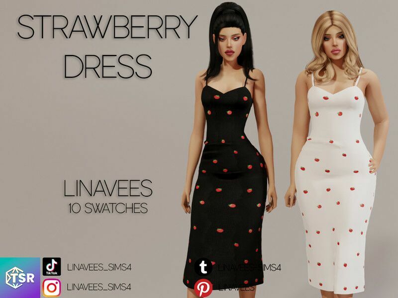 Isabelle – Strawberry Dress By Linavees Sims 4 CC