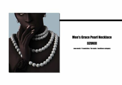 [Izuko] Men’s Grace Pearl Necklace Sims 4 CC