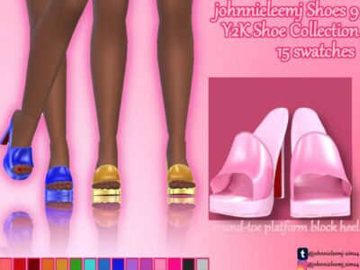 Johnnieleemj Shoes 9 (Y2K Collection) Round-Toed Block Heel By Johnnieleemj Sims 4 CC