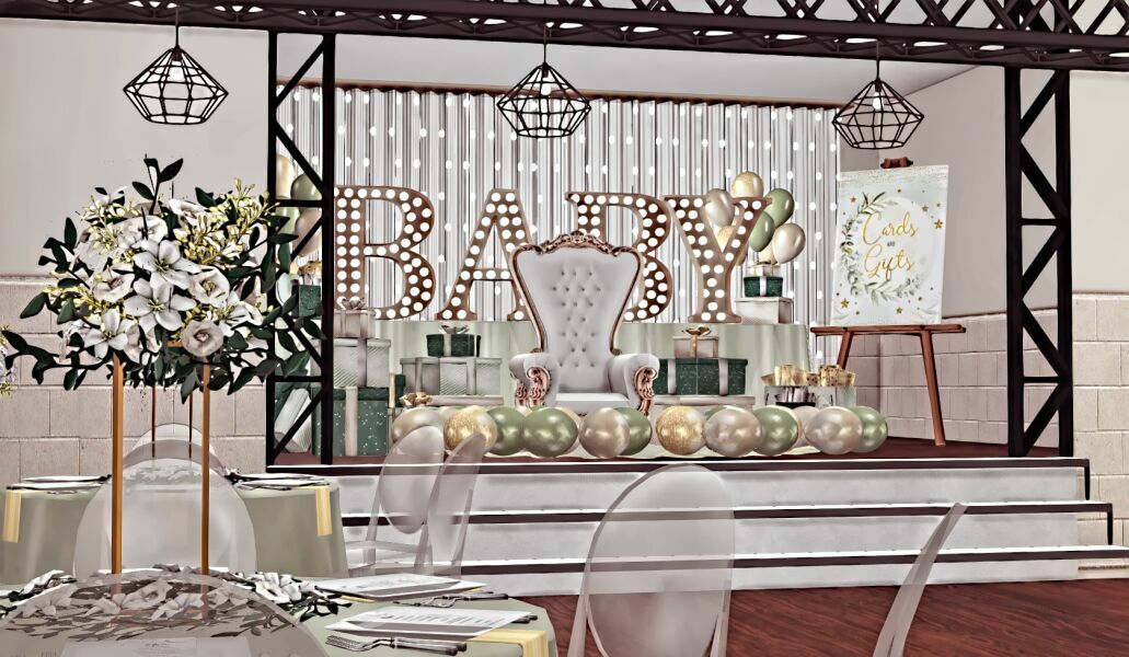 sims 4 cc lls baby shower decorated room 2