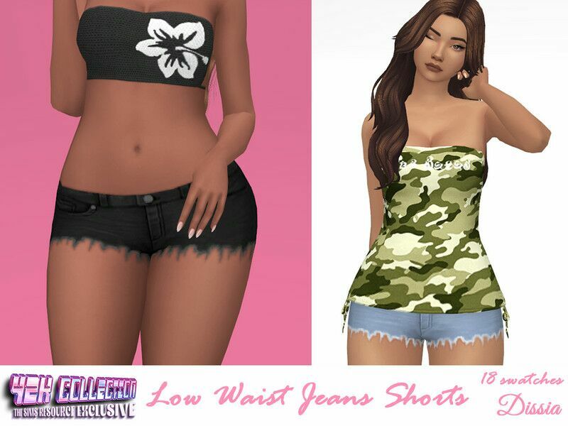 LOW Waist Jeans Shorts By Dissia Sims 4 CC