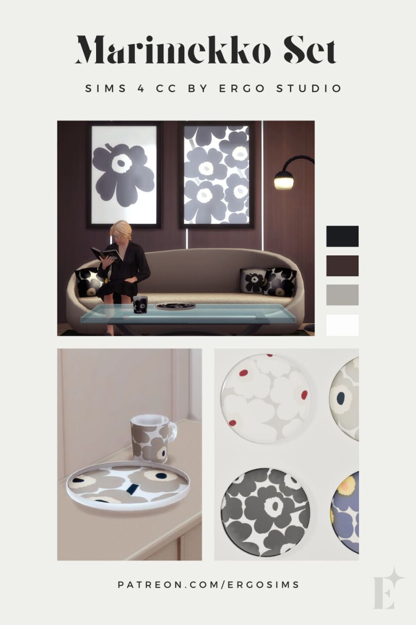 Marimekko Decor & Furniture CC Set Sims 4 CC