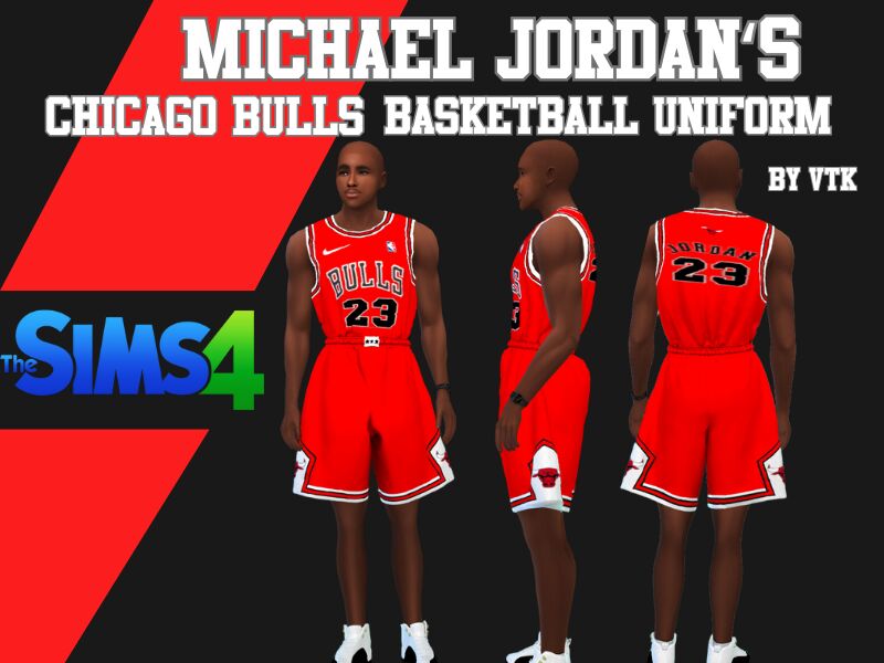 Michael Jordan’s Chicago Bulls Basketball Uniform By VTK Sims 4 CC