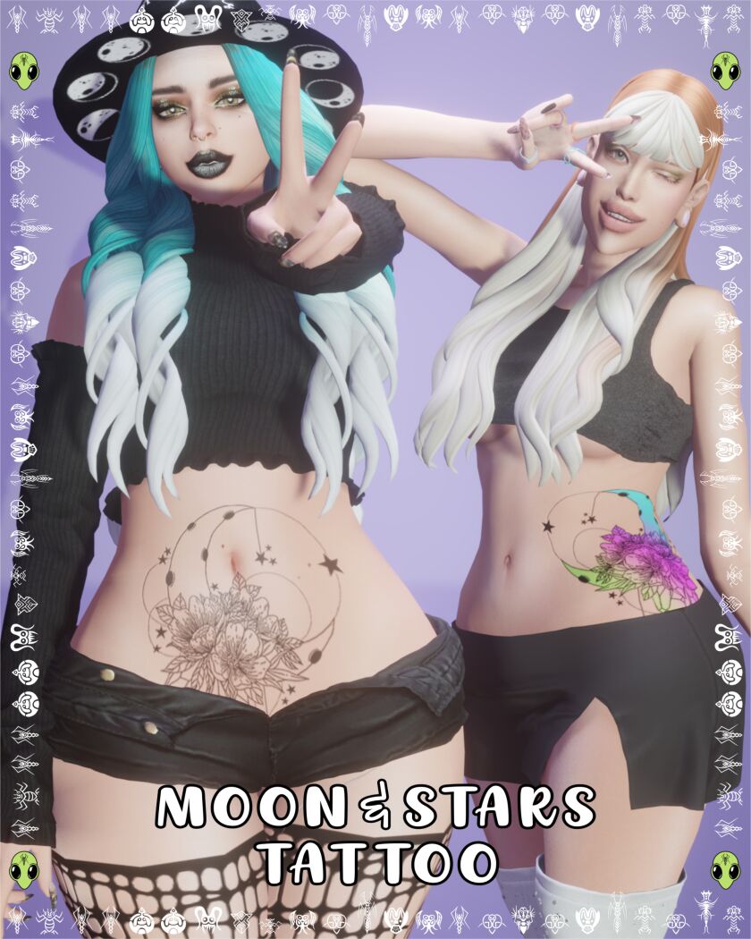 sims 4 cc moon stars tattoo 2