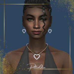 Nolie SetCute Heart Shaped Earrings And Necklace SET Sims 4 CC