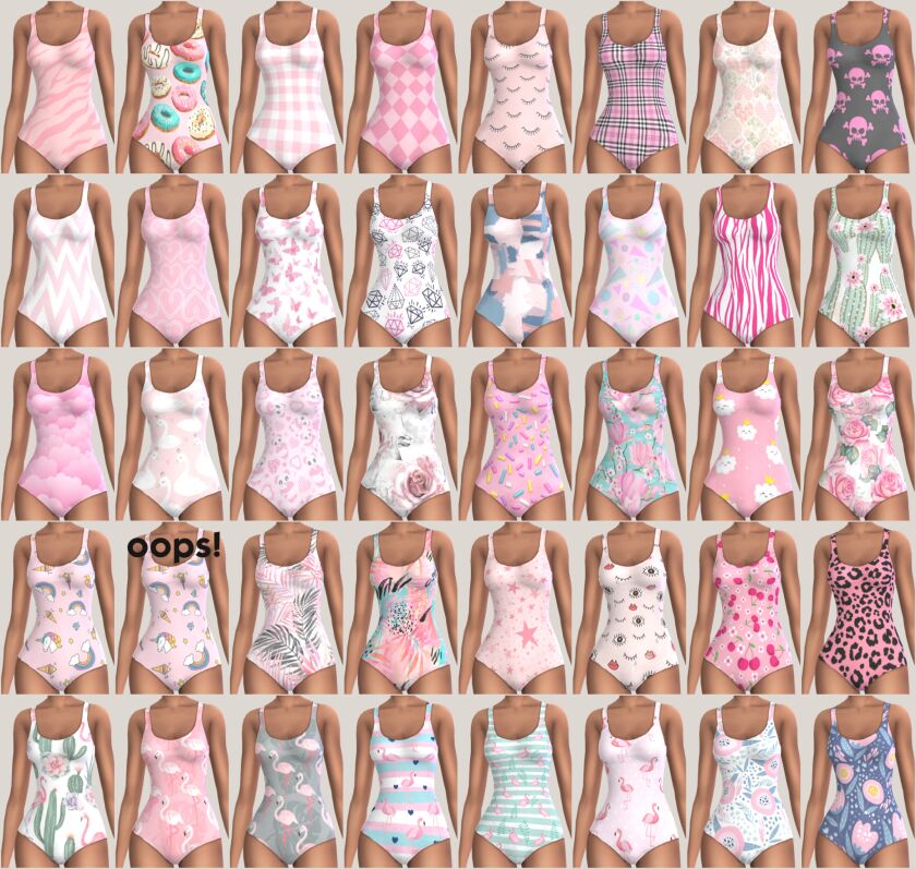 sims 4 cc pink pattern swimsuits 2