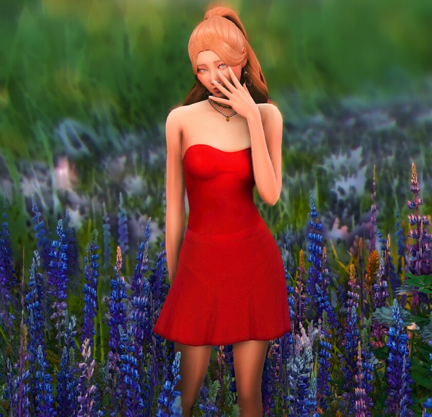 – Plain Ruby Dress – Sims 4 CC