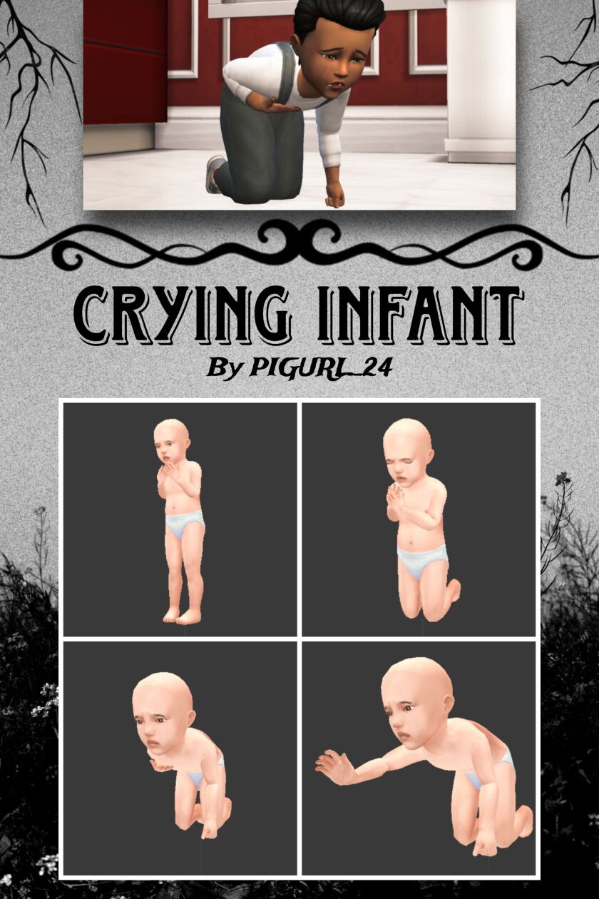 Pose Pack: Crying Infant Sims 4 CC