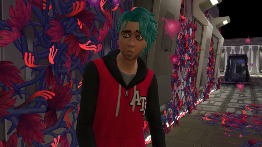 sims 4 cc red black all time low hoodie 9