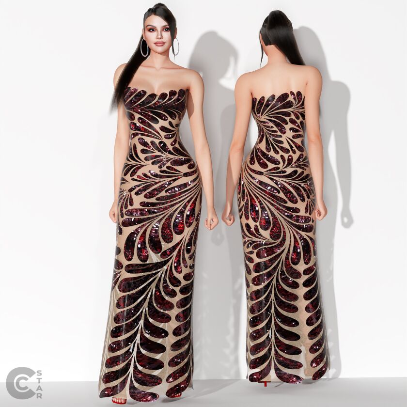 sims 4 cc selena gomezs gown covered in sequins 5