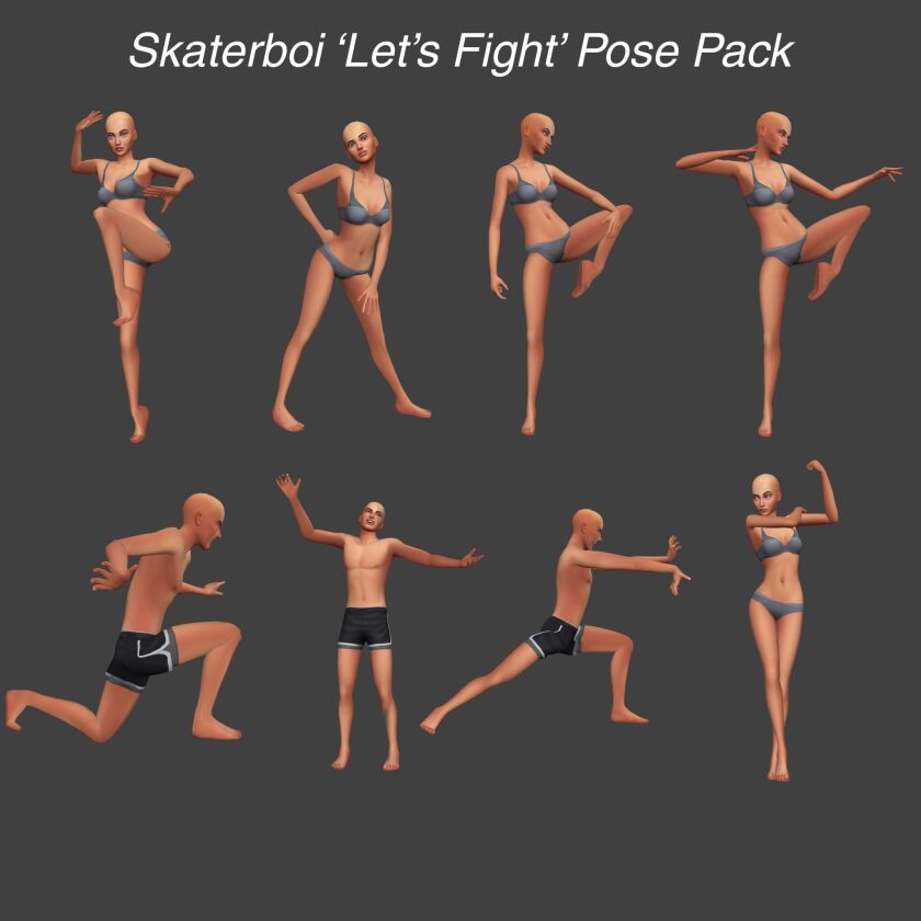 sims 4 cc skaterboi lets fight pose pack 4