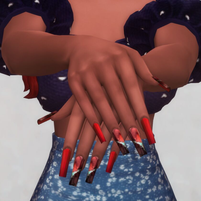 sims 4 cc spring nails set n028 6