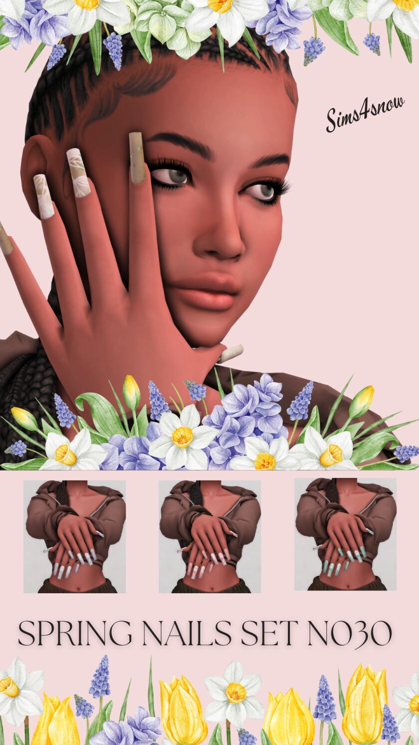 Spring Nails SET N030 Sims 4 CC