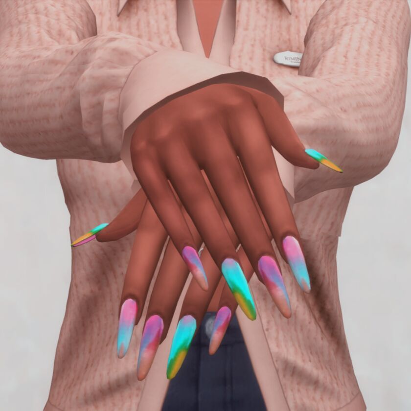 sims 4 cc spring nails set n042 2