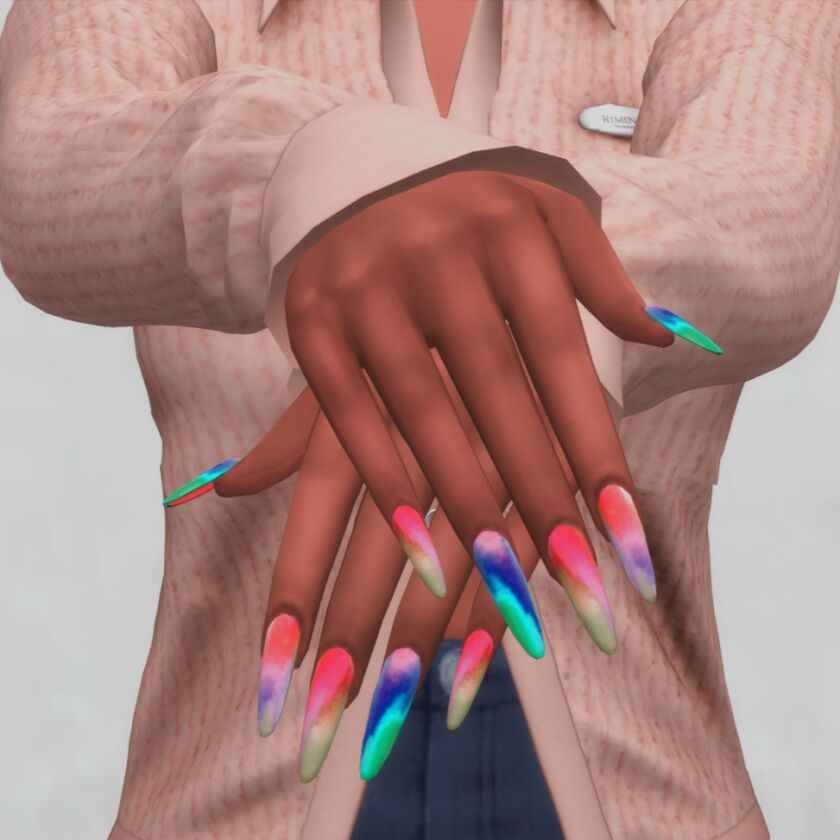 sims 4 cc spring nails set n042 3