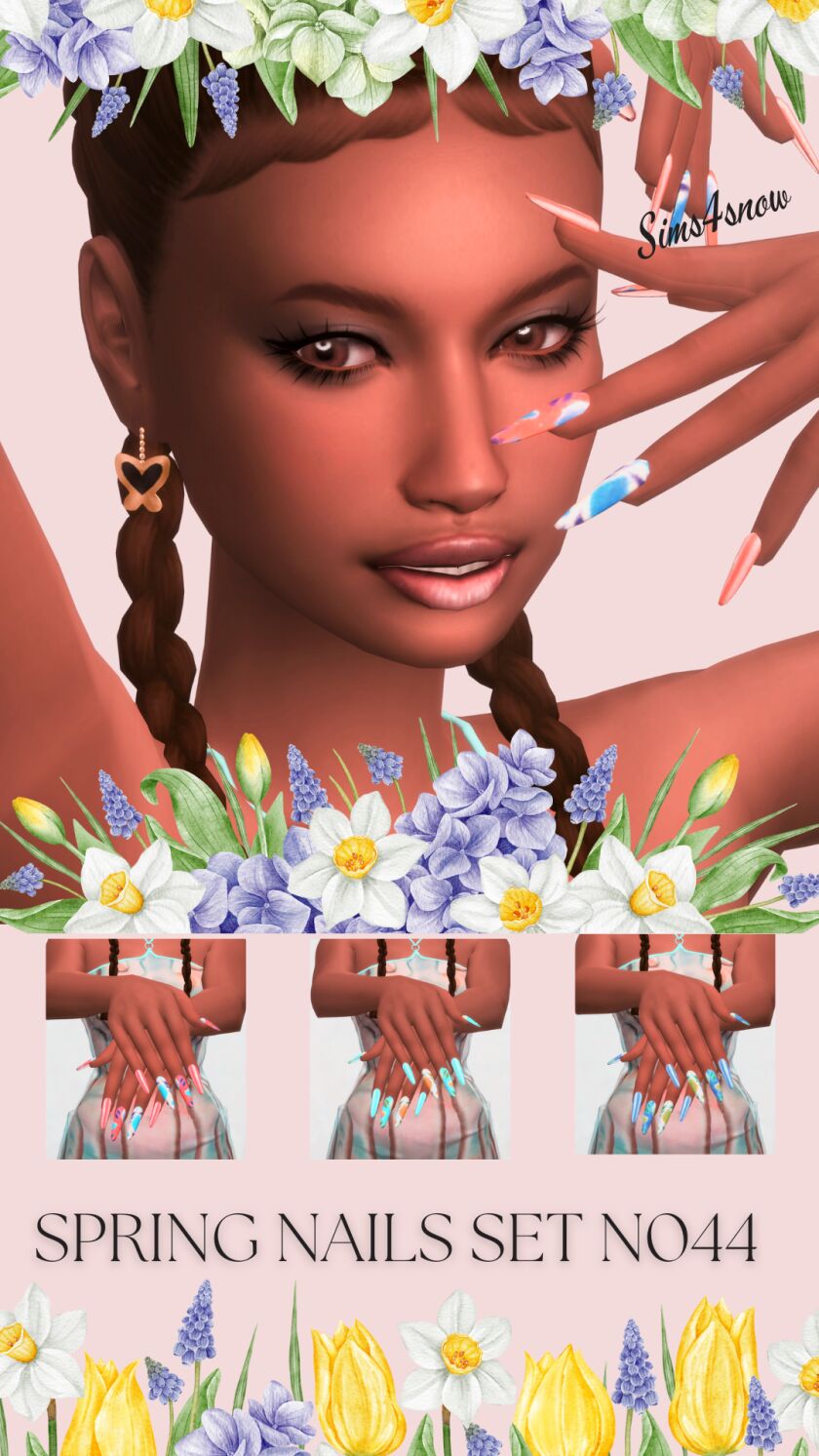 Spring Nails SET N044 Sims 4 CC