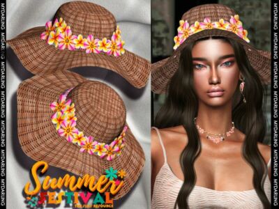 Summer Beach HAT For Adult By Mydarling20 Sims 4 CC