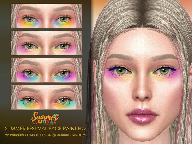 Summer Festival Face Paint HQ By Caroll91 Sims 4 CC