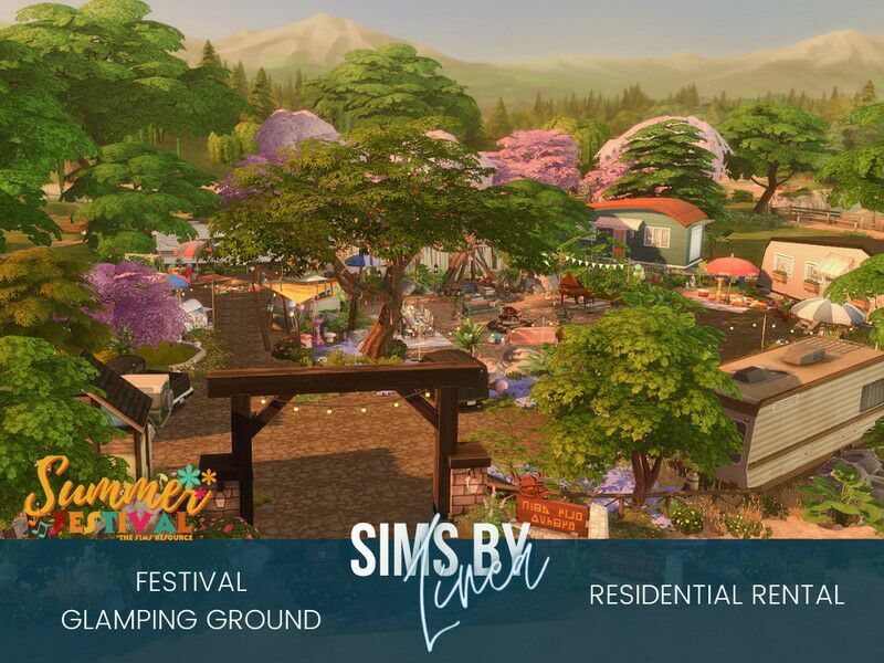 (Summer Festival) Glamping Ground By Simsbylinea Sims 4 CC