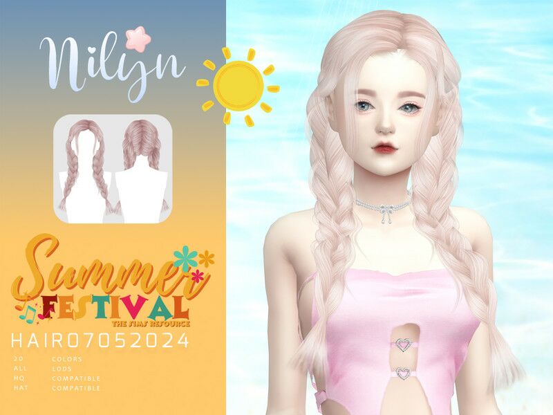 Summer Festival Hair07052024 Sims 4 CC