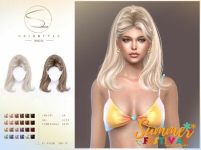 (Summer Festival) Ponytail Wavy Hairstyle 090724 By S-Club Sims 4 CC