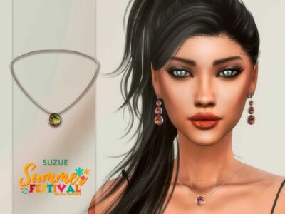 Summer Festival Stone Necklace By Suzue Sims 4 CC