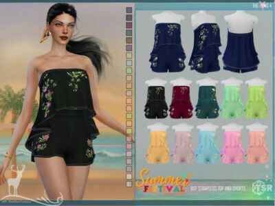 Summer Festival – Strapless TOP And Shorts For Summer By Dansimsfantasy Sims 4 CC