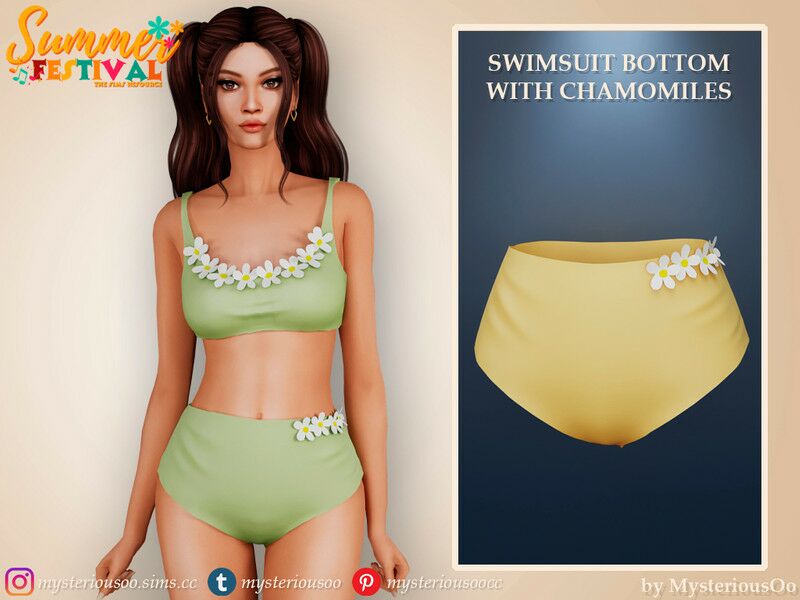 Summer Festival – Swimsuit Bottom With Chamomiles By Mysteriousoo Sims 4 CC