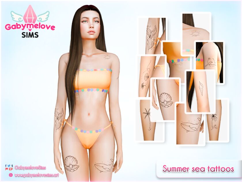 Summer SEA Tattoos Sims 4 CC