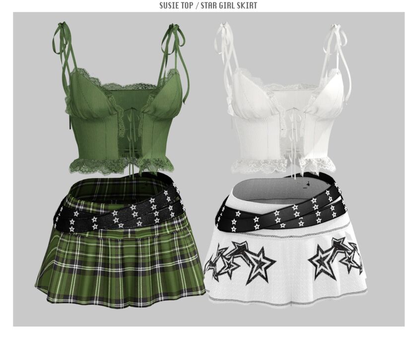 sims 4 cc susie top star girl skirt mesh and textures by 2