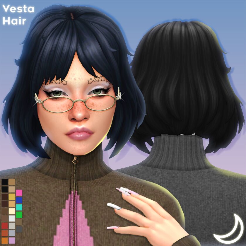 Vesta Hair By Imvikai Sims 4 CC