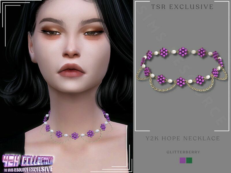 Y2K Hope Necklace By Glitterberryfly Sims 4 CC