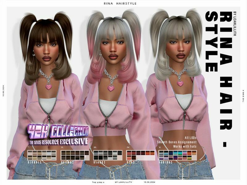 Y2K Rina Hairstyle Sims 4 CC