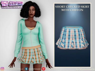 Y2K – Short Checked Skirt With Chiffon By Mysteriousoo Sims 4 CC