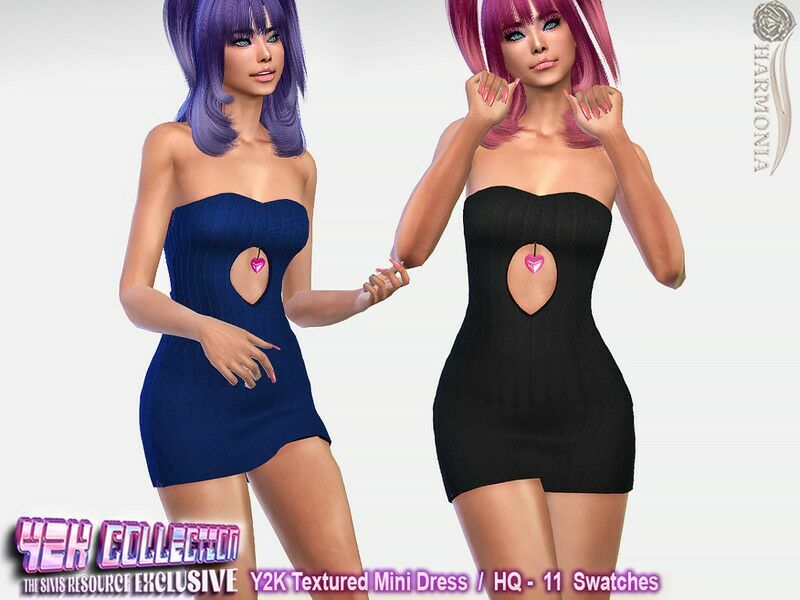 Y2K – Textured Mini Dress By Harmonia Sims 4 CC