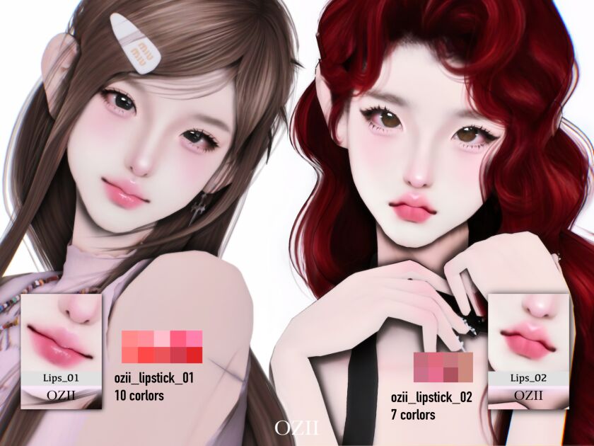 Ozii_Lipstick_01&02 Sims 4 CC