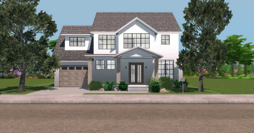 sims 4 cc a 2 story house that has 3 bedroom 1 half 2