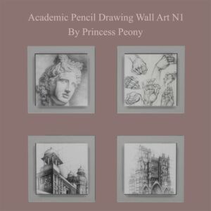 Academic Pencil Drawing Wall ART N1 Sims 4 CC