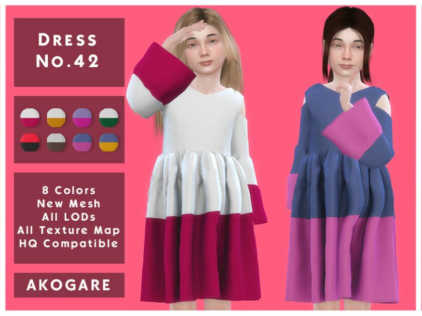 Akogare Dress NO.42 By _Akogare_ Sims 4 CC