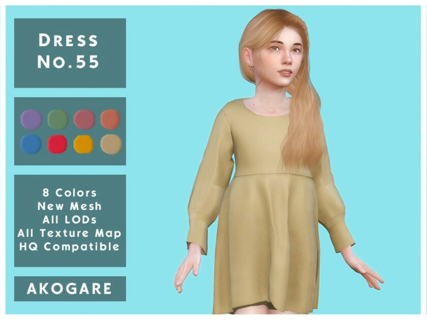 Akogare Dress NO.55 By _Akogare_ Sims 4 CC