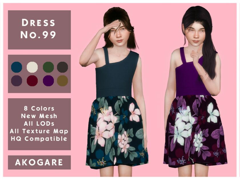 Akogare Dress NO.99 By _Akogare_ Sims 4 CC