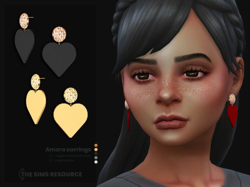 Amora Earrings For Kids Sims 4 CC