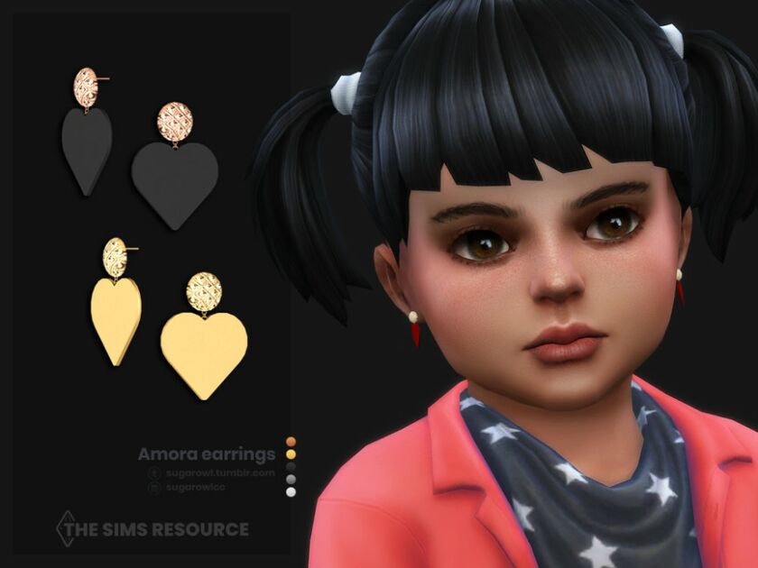 Amora Earrings For Toddlers Sims 4 CC