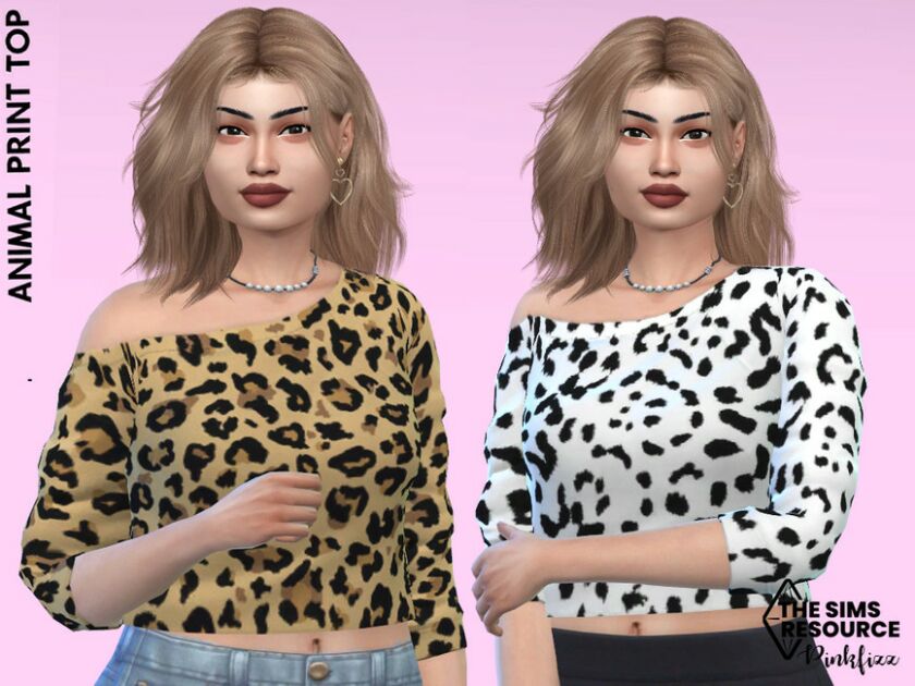 Animal Print TOP By Pinkfizzzzz Sims 4 CC