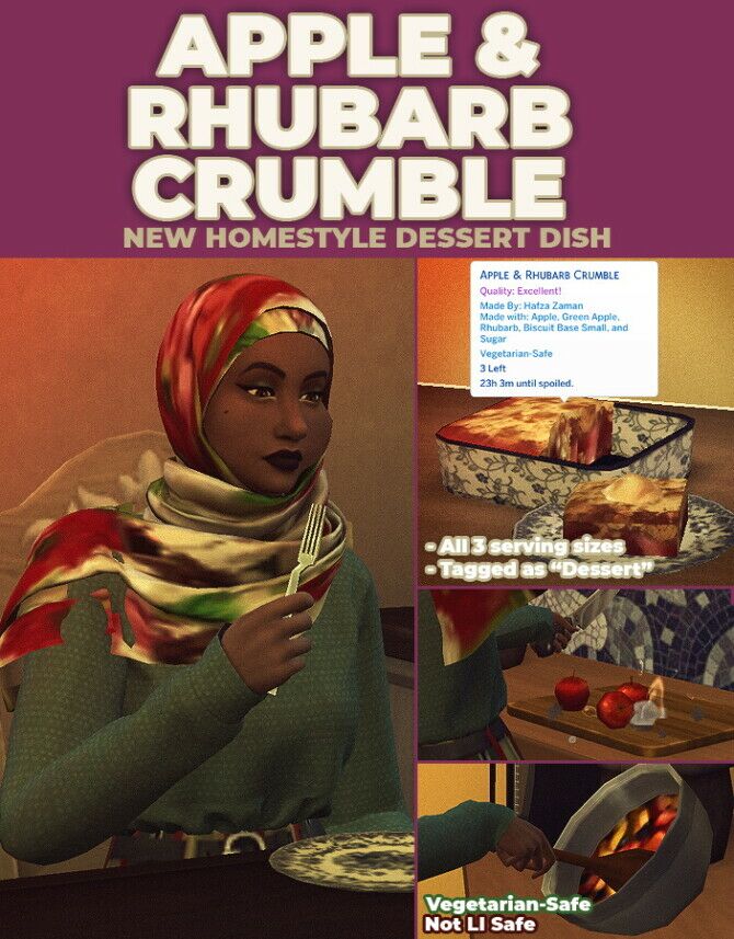 Apple & Rhubarb Crumble Custom Recipe Sims 4 CC