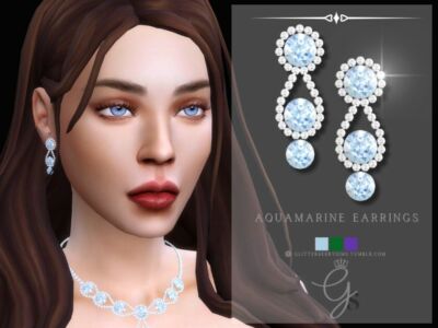 Aquamarine Earrings Sims 4 CC